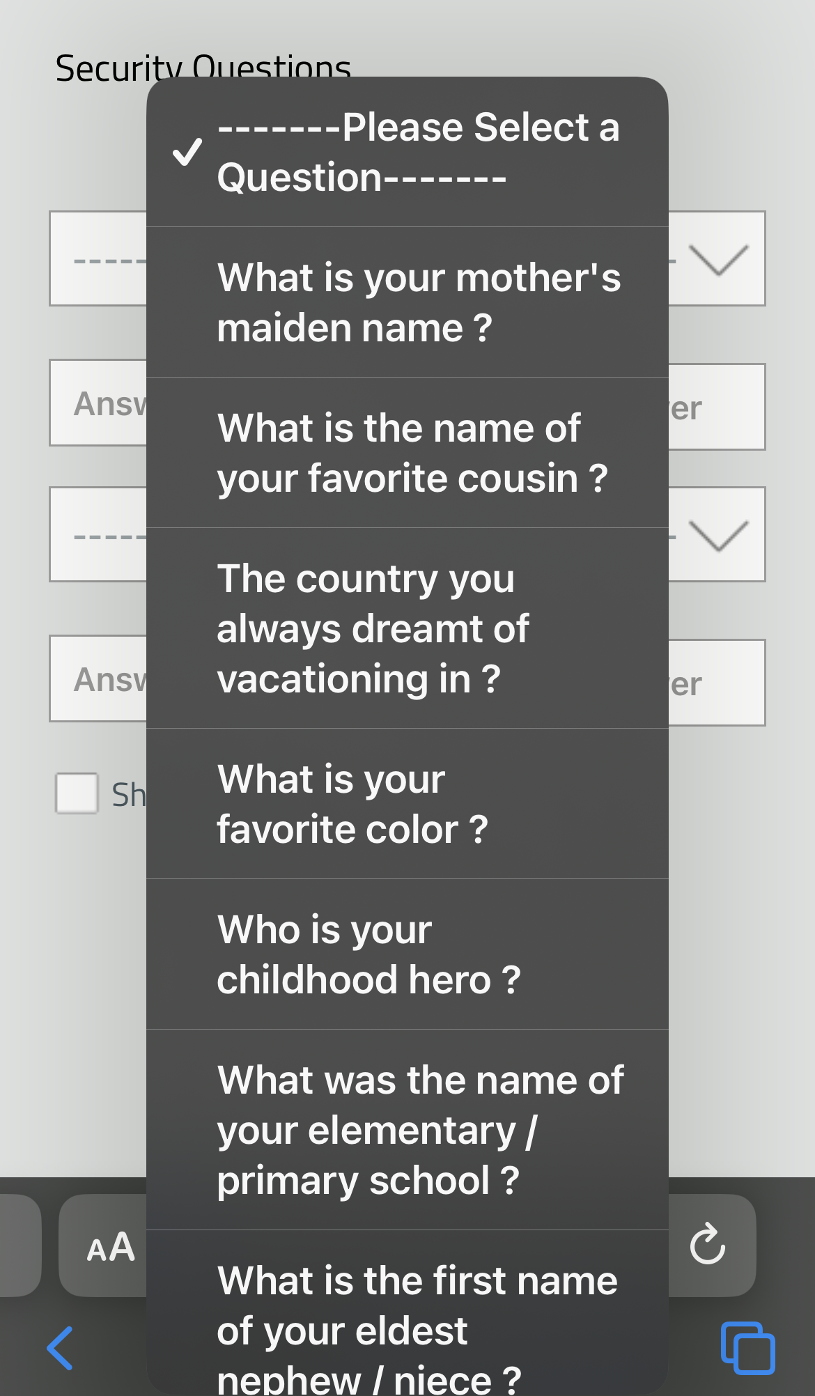 Placeholder: Screenshot showing answers input